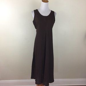 EILEEN FISHER Brown Linen Blend Textured Sleeveless Maxi Dress